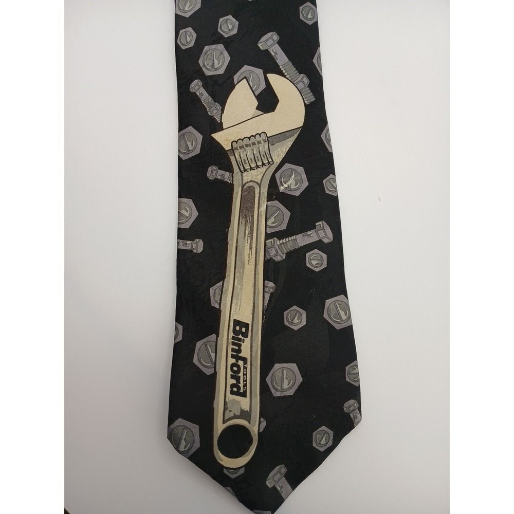 Home Improvement Binford Tools Nuts And Bolts Wrench Neck Tie VINTAGE Made USA